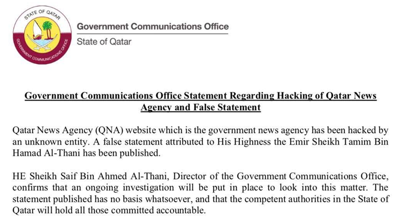 Offizielles Statement der Regierung Katars zur Falschmeldung