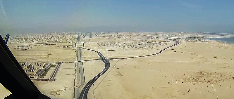 Landeanflug in Doha nach 6 Stunden Flugzeit