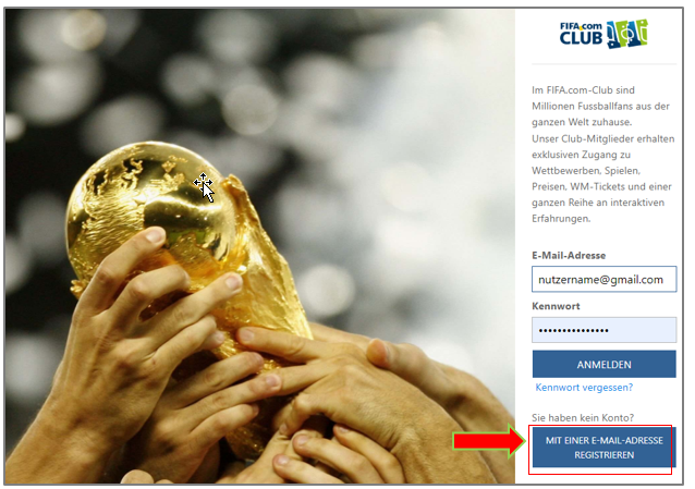 FIFA WM-Tickets online bestellen - registrieren
