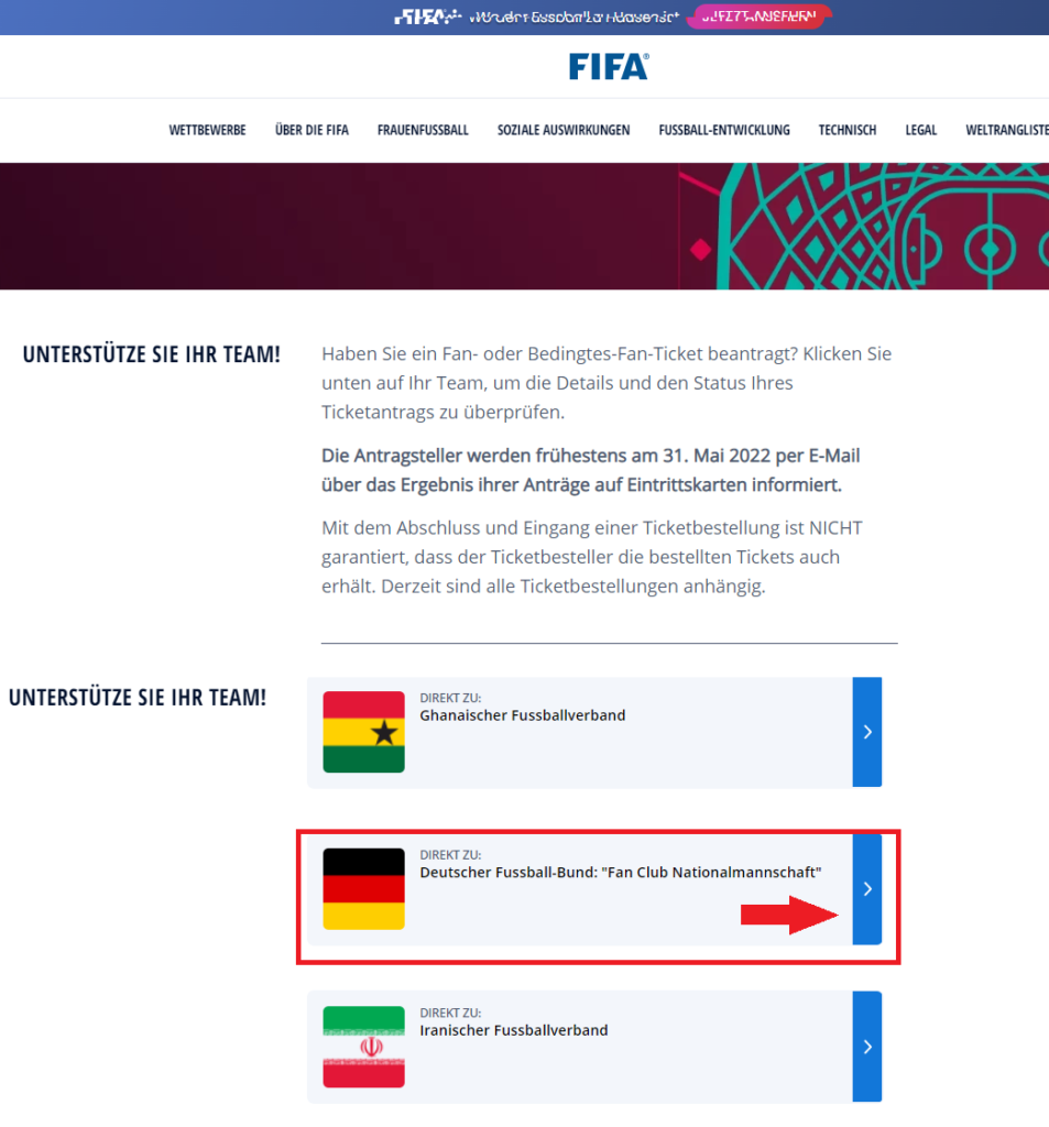 FIFA WM-Ticket - follow your team