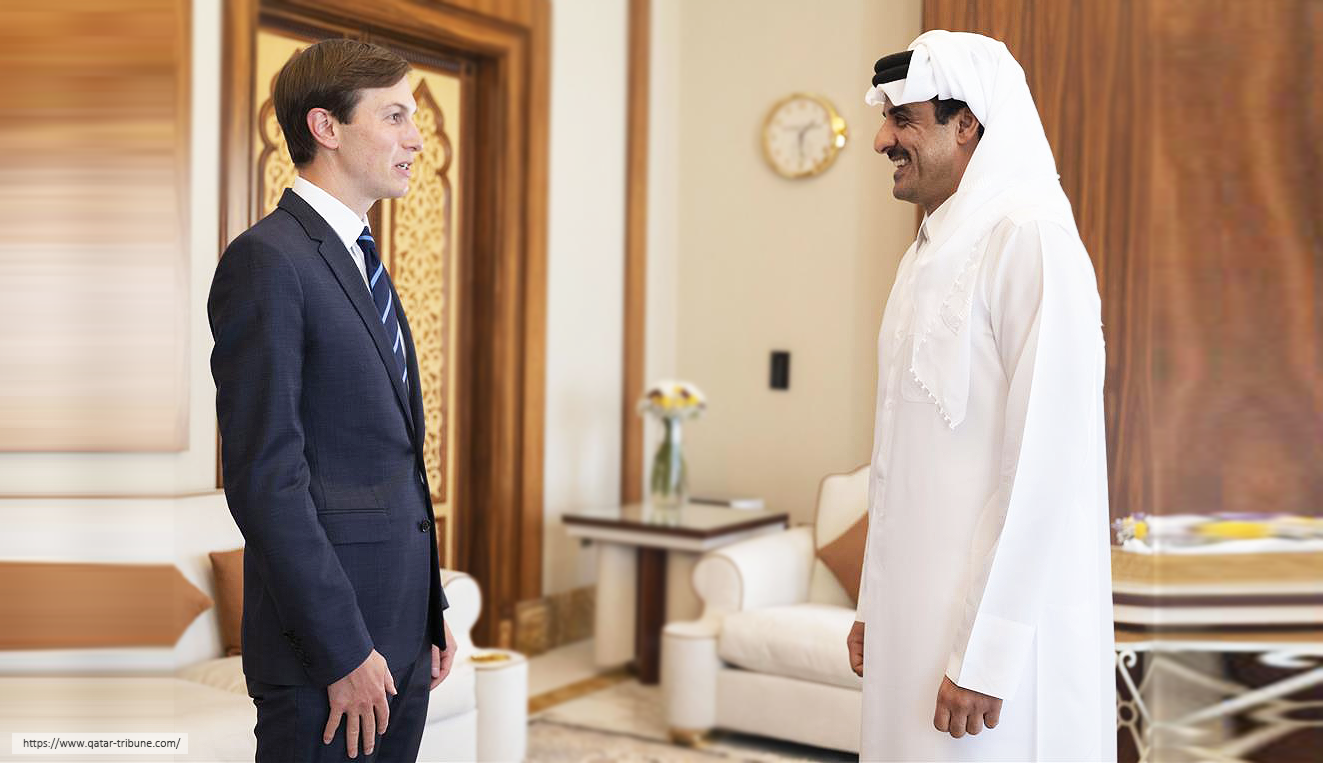 Treffen zwischen Scheich Hamim bin Hamad al Thani und Jared Kushner im Al-Bahr-Palast